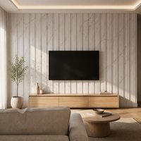 Panel Dinding WPC Motif Marmer Putih Retak Beralur, Pelapis Ruang Tamu, Latar Belakang TV, Sistem Interlock, Tahan Kelembapan, Tahan Air, Hotel