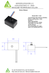 Interrupteur rotatif à <span class=keywords><strong>intensité</strong></span> variable en métal certifié CE, max. 150W, 220-240V, 6A, type manuel intégré pour lampe de table - Product Image 6