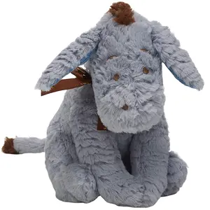 F504 婴儿经典驴毛绒动物毛绒玩具蓬松灰色软抱抱玩具驴动物毛绒