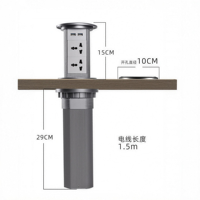 Prise multiple escamotable dissimulée pour table, fabricant de meubles avec chargement sans fil anti-pincement OEM
