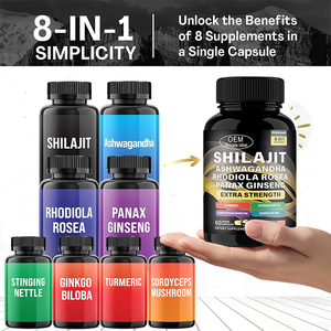 OEM grosir suplemen Herbal ekstrak Shilajit kapsul Ginseng kunyit Ashwagandha - Product Image 4