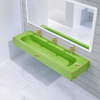 Lavabo mural en acrylique massif personnalisé pour les enfants de la maternelle, toilettes publiques, lavabo multi-vasques bleu