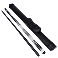 Queue de billard technologique noire la plus vendue, queue de billard 1/2 en deux parties avec manchon en cuir et joint à dents lentes pour club de billard
