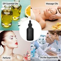 Flacons compte-gouttes en verre noir mat 5ml-100ml vides pour huiles essentielles, emballage cosmétique rond personnalisé avec logo, sérigraphie
