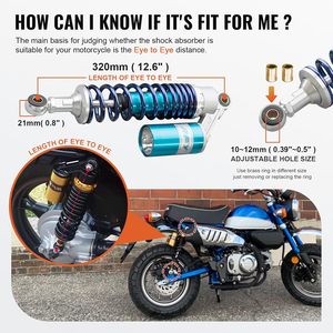 Amortisseurs arrière pour moto ZCLH 12,6 pouces 320 mm pour Suzuki Kawasaki Yamaha ATV Go Kart <span class=keywords><strong>Quad</strong></span> Bleu Argent - Product Image 2