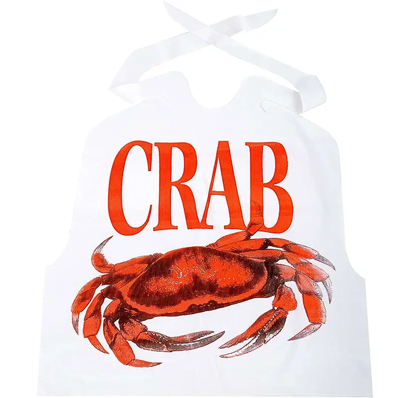 Adult Waterproof Lobster Seafood Crab Bib Disposable PE Plastic Restaurant Bibs Custom New Adult Bib For Eating
