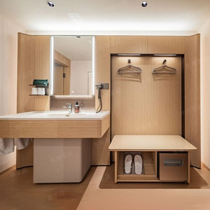 Ensemble complet <span class=keywords><strong>de</strong></span> mobilier d'hôtel SEM pour chambre standard, en cuir véritable, style chinois moderne, personnalisable, avec écran <span class=keywords><strong>de</strong></span> lit à panneaux multi-tailles 1 - Product Image 4