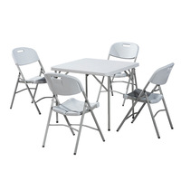 Table pliante d'extérieur carrée moderne en plastique avec plateau en HDPE, pieds stables, mobilier d'hôtel, mariages, repas, écologique, durable, facile à nettoyer
