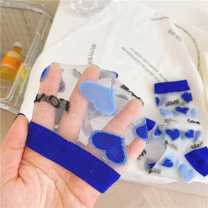 Primavera y verano nuevos calcetines de encaje amor japonés rayas verticales Cass calcetines de tubo medio para mujer <span class=keywords><strong>Klein</strong></span> azul transparente Soc para mujer - Product Image 3