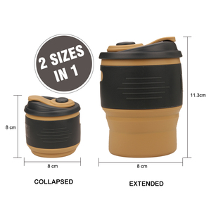 Gobelets de voyage pliables en silicone de qualité alimentaire écologiques personnalisés de 350 ml, imperméables et résistants à la chaleur - Product Image 1