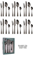 Meilleure vente service de table de cuisine 24 pièces quantité minimale de commande, plaqué or, couverts, ensemble de couverts avec sac à fermeture éclair