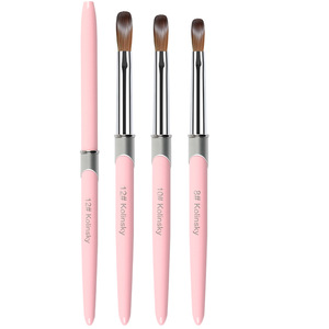 <span class=keywords><strong>Pincel</strong></span> de Uñas 3D con Logotipo Personalizado, 100% Pelo de <span class=keywords><strong>Kolinsky</strong></span> Puro, Mango Metálico Rosa, <span class=keywords><strong>Pincel</strong></span> de Uñas Acrílico con Férula - Product Image 1