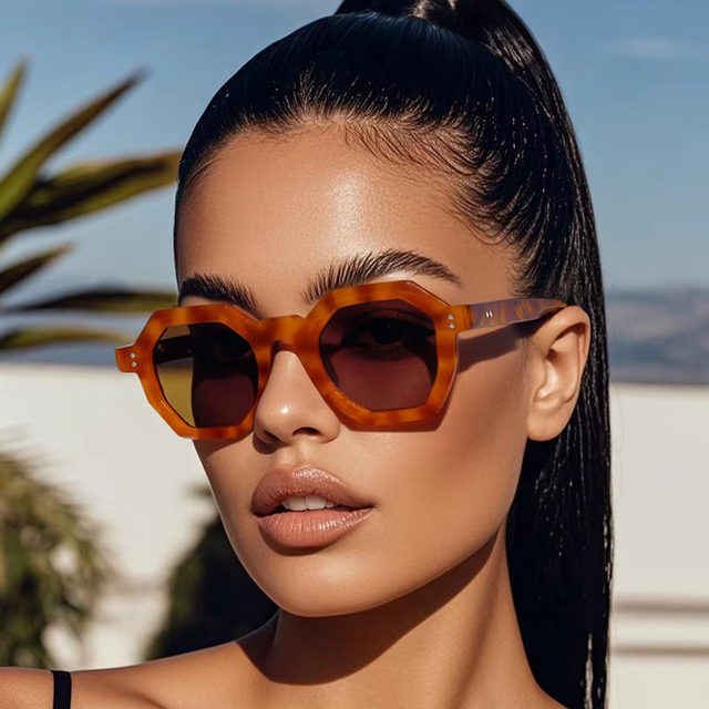 European American Retro Fashion Polygonal Sunglasses for Men and Women New Sun Protection Casual Eyewear