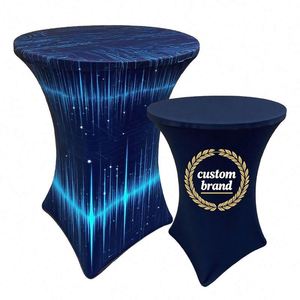 R Banquet Pub Bar <b>Table</b> Cover Stretch <b>Round</b> Tablecloth Cocktail <b>Table</b> Cover Trade Show Cocktail <b>Table</b> <b>Cloth</b> - Product Image 1