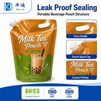 Pochettes personnalisées pour thé au lait 1000 ml, portables, avec bec verseur et poignée, pour fournisseurs de boissons à emporter