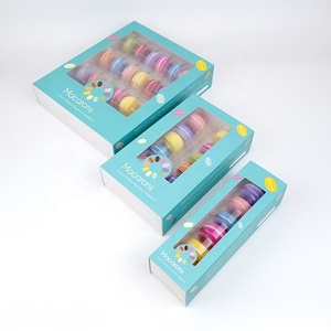 Macaron display paper box cookie paper box with window custom folding paper box printing
