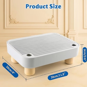 Non Slip Cat Litter Box <b>Step</b> <b>Platform</b> 20L ABS Comfortable Wooden Legs Anti-Tracking Easy Clean Dust-Free Durable Customized Logo - Product Image 2