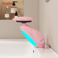 Robinet de lavabo intelligent à cascade rose avec LED, 4 modes, douchette extractible, sans plomb, certifié CUPC et NSF, en vogue sur TikTok pour salle de bain