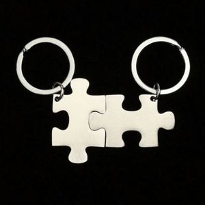 Puzzle Couple Blank Metal Keychain Personalize <b>Custom</b> DIY Engraving Stainless Steel Blank Keyring Valentines Day Best Lover Gift - Product Image 1