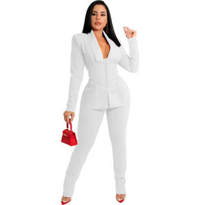 Set di Blazer personalizzato per <span class=keywords><strong>donna</strong></span> pantaloni Slim a vita alta abbigliamento <span class=keywords><strong>Casual</strong></span> da ufficio da <span class=keywords><strong>donna</strong></span> Set di due pezzi Set di Outfit - Product Image 2