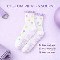 Calcetines de Yoga Antideslizantes para Mujer, con Volantes Florales, para Pilates, Uso Interior y Exterior