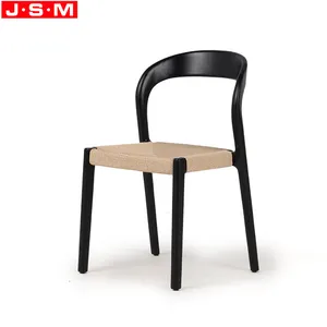 Modern ucuz ahşap sandalye yüksek kaliteli yemek sandalyesi halat dokuma koltuk ve katı ahşap restoran sandalye