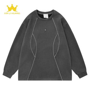 Sudadera de hombre <span class=keywords><strong>Cityboy</strong></span> de estilo techwear desestructurado, de imitación de ante liso, con franja reflectante, estilo minimalista Blockcore, bolsillo con cremallera, top informal - Product Image 5