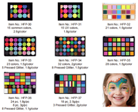Kit de peinture corporelle et faciale professionnel GP pour enfants, peinture à base d'eau non toxique, palette de peinture faciale, pinceaux, pochoirs, paillettes, peinture phosphorescente pour fêtes