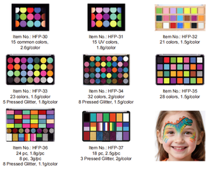 Kit de peinture corporelle et faciale professionnel GP pour enfants, peinture à base d'eau non toxique, palette de peinture faciale, pinceaux, pochoirs, paillettes, peinture phosphorescente pour fêtes - Product Image 4