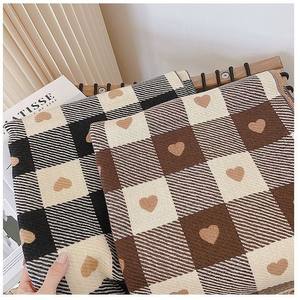 2025 <strong>New</strong> Autumn Winter Thickened Warm Korean Version Versatile Heart Plaid Knitted <strong>Shawl</strong> Scarf - Product Image 3