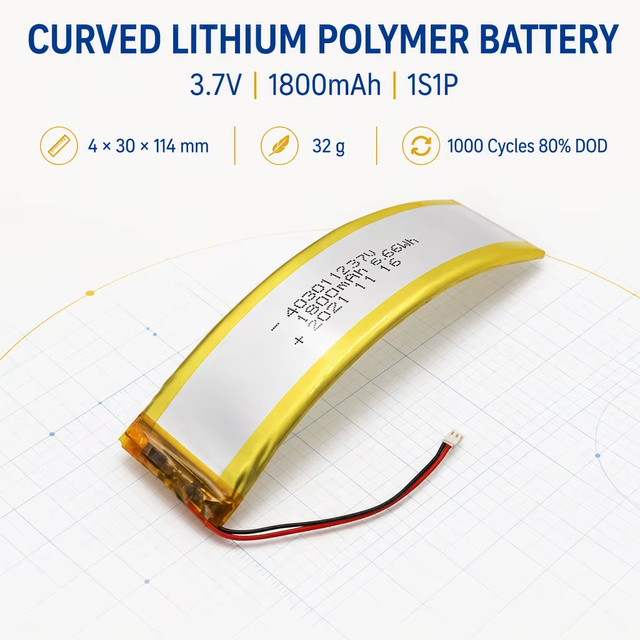 Small MOQ Customization 3.7V High Quality Curved Lithium Ion Polymer Battery 4030112 1800mah for Smart Glasses