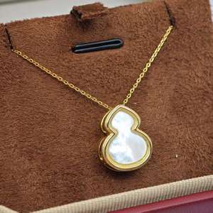 Collier pendentif en argent sterling 925 plaqué or UM Jewelry, vente en gros, forme de gourde, nacre, unisexe/hommes/femmes, mariage - Product Image 6