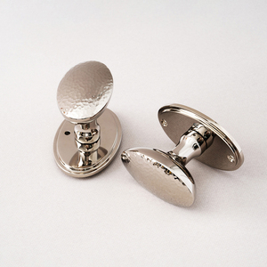 Unique Hammered Texture Oval <strong>Door</strong> <strong>Knob</strong> with Rose - Custom Style Decorative Handle with Premium <strong>Silver</strong> Finish - Product Image 4