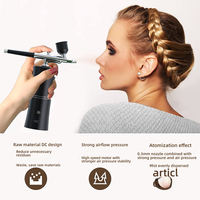 Pistolet Compresseur d'Air Sans Fil Rechargeable Haute Pression ABS Kit Aérographe de Maquillage, Nail Art, Décoration de Gâteaux pour Salons, Barbiers et Artistes