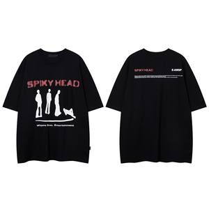 เสื้อยืดแขนสั้นผู้ชายสไตล์เรโทร แบรนด์ดัง น้ำหนัก 230 กรัม ผ้าฝ้าย 100% ระบายอากาศได้ดี ลายพิมพ์นามธรรมธีมสีเข้ม ปรับแต่งได้ สำหรับฤดูใบไม้ผลิ - Product Image 1