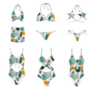 DS ملابس السباحة النسائية حجم كبير فستان جديد مطبوع ومغطى ملابس سباحة بخصر عال - Product Image 4