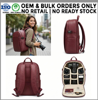 Sac à dos de protection en cuir végétalien pour appareil photo reflex numérique et hybride, marque privée OEM ODM, pour équipement, fabricant en gros