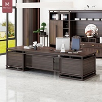 LBZ-347X Nouveau bureau de direction et bibliothèque combinés de style chinois, bois noir et or, bois massif, personnalisable avec tiroirs