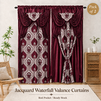 Lot de 2 rideaux jacquard à 2 panneaux avec passe-tringle, draperies de fenêtre de luxe