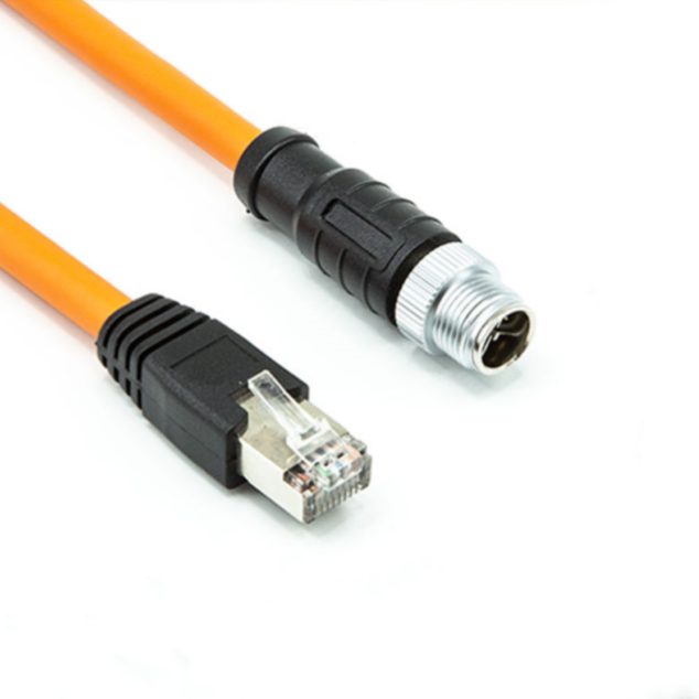 Custom M12 to RJ45 Cable Cat7 Ten Gigabit High Flexible Drag Chain 4 Core 8 Core ADX Type Coded Industrial Camera Sensor Cable