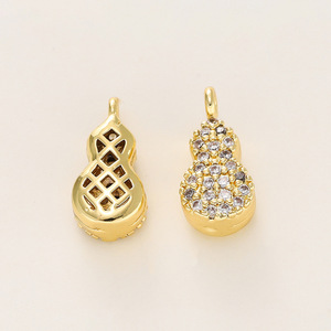 Colgante de calabaza de cobre chapado en oro de 18k con incrustaciones de cuarzo para la fabricación de collares, componente de joyería de forma irregular - Product Image 5