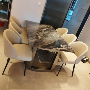 Table à manger rectangulaire de luxe en marbre artificiel <span class=keywords><strong>Dali</strong></span> avec pieds en acier inoxydable, démontable, fabriquée en Chine, haut de gamme, garantie 5 ans - Product Image 3