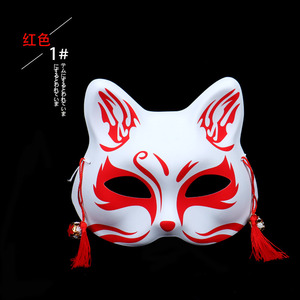 Máscara de zorro de media cara, colores mixtos, máscara de fiesta de cosplay de Halloween, unisex, pintada a mano, DIY - Product Image 2