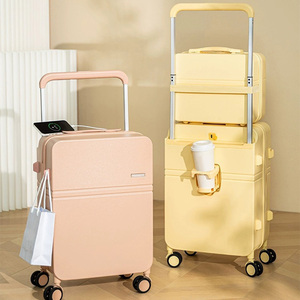 Nouvel Ensemble de 2 Valises Trolley Larges pour <span class=keywords><strong>Femme</strong></span>, Roues Pivotantes 20 Pouces avec Verrouillage par Mot de Passe, Trousse de Maquillage Multifonctionnelle pour Voyage - Product Image 1