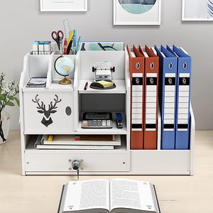 Office Organizer Desktop File Rack 3 Layers With Drawer Storage For <b>Documents</b> And Supplies Rectangle Standing Type PP Material - Product Image 2