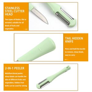 Couteau de cuisine multifonctionnel 3 en 1, outil à double tête pour peler, racler et couper les fruits et légumes, pour les pommes de terre, ensemble d'outils de cuisine - Product Image 5
