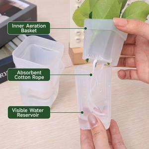 Maceta transparente para plantas, maceta con autorriego, orificios de drenaje, contenedor para propagación de plántulas, accesorios para el hogar y el jardín, 6,5 CM - Product Image 4