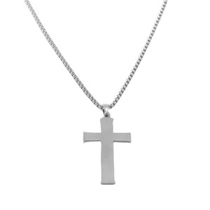 yunnique Men's Stainless Steel <b>Cross</b> Pendant With Wood Inlay Geometric Necklace 120152 - Product Image 2
