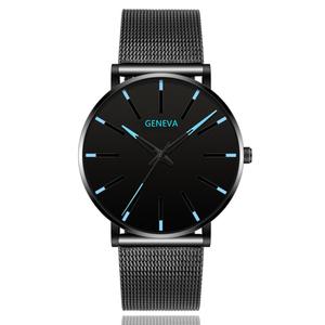 Reloj de pulsera ultrafino de malla para hombre, reloj de lujo a la moda, informal, de negocios, sencillo, de cuarzo, de acero inoxidable. - Product Image 1