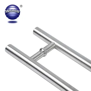 Heavy Duty Hotel Bathroom Towel Holder Circular Satin Tube H Type SS304 Stainless Steel Shower Sliding Pull Glass Door Handles